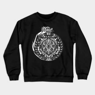 black quetzalcoatl dragon in mexican aztec calendar ecopop zentangle art Crewneck Sweatshirt